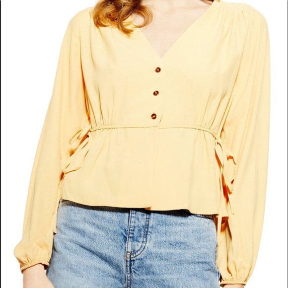 Topshop Tops - Topshop yellow side tie blouse